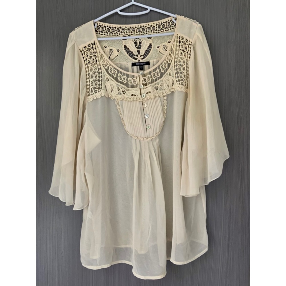 Vintage Daniel Rainn Sheer Cream Tunic size L